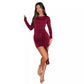 European And American Style New Solid Color Long Sleeve Dress.