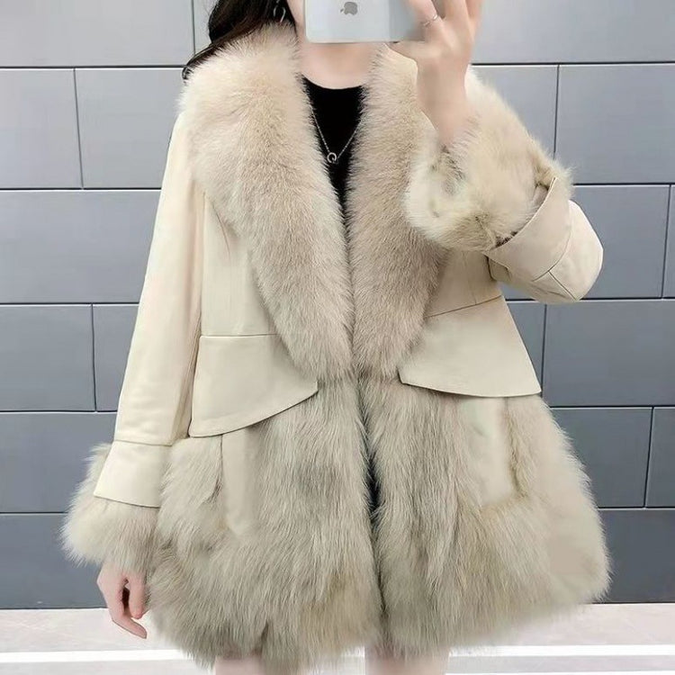 Faux Fur Mid-length Fox Fur Padded Coat.