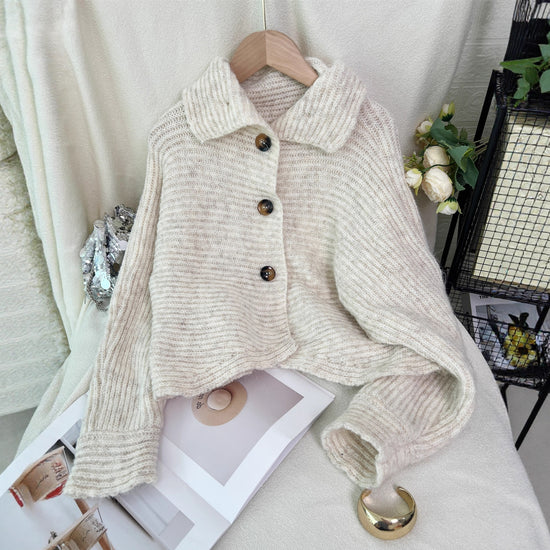 Knitted Cardigan Women - Lapel Single Breasted Casual Irregular Sweater Jacket - Florence Luxe