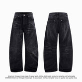 American Washed Old Lightning Crack Jeans
