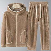 Winter Coral Fleece Heavy Velvet Thickened Zipper Cardigan Plus Size Pajamas Suit in brown color