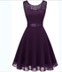 European And American Hollow Waist Solid Color Dress - Sleeveless Lace Hepburn Style