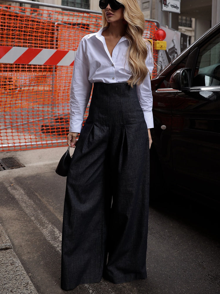 Elegant High-waist Wide-leg Jeans - Florence Luxe