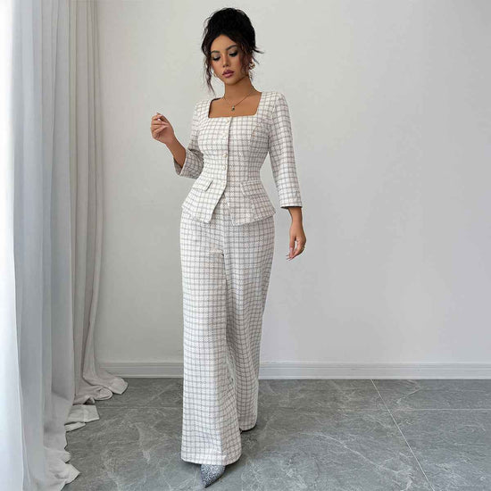 Elegant High-end Long-sleeved Shirt And Trousers Two-piece Set For Women