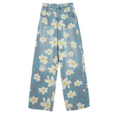 New Summer Floral Wide-Leg Jeans for Women - Washed Printed Style - Florence Luxe