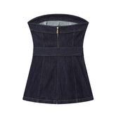 Denim Bustier Top and Wide-Leg Jeans for a Trendy Chic Look - Florence Luxe