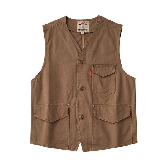 Original Kaji Retro Woven Cotton Vest - Washed-Out Worn Look