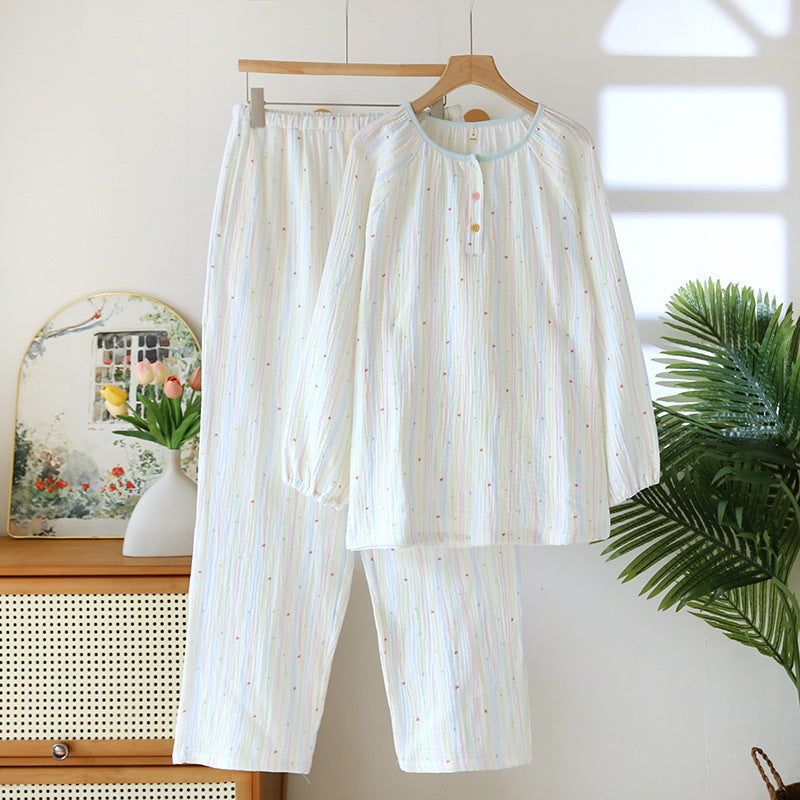 Cotton Yarn Sweet Cotton Candy Home Wear Long-sleeved Trousers Pajamas.