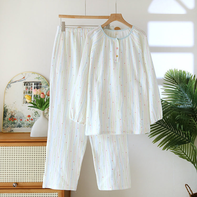Cotton Yarn Sweet Cotton Candy Home Wear Long-sleeved Trousers Pajamas.
