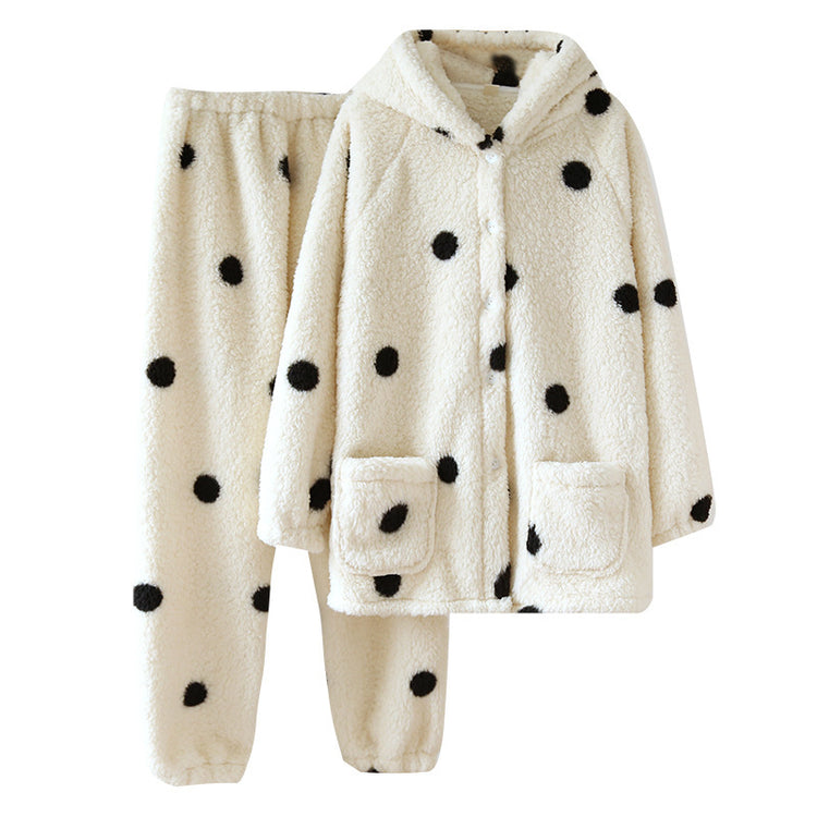 New Suit Fleece-lined Thickened Outer Wear Casual Loose Plus Size Homewear.