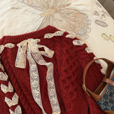 Red Sweater Animal Year Atmosphere Bow Design Sense.