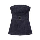 Denim Bustier Top and Wide-Leg Jeans for a Trendy Chic Look - Florence Luxe