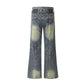 Retro Washed-Out Jeans with Deconstructed Stitching Design - Loose All-Match Style