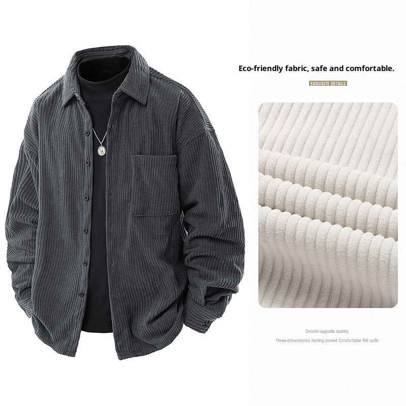 Shirt Collar Fake Two-piece Coat Men