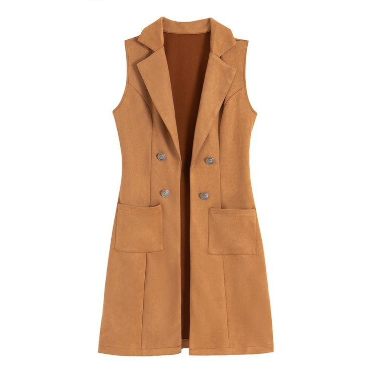 Fashionable Suede Slim-Fit Vest for Women - Retro Elegant Style - Florence Luxe