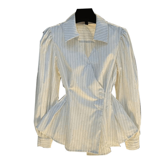 Temperament Waist-tie Striped Cardigan for Women with Long Sleeves - Florence Luxe