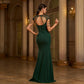 Elegant Sleeveless Round Neck Sequins Slim-fit Sheath Banquet Fishtail Evening Dress