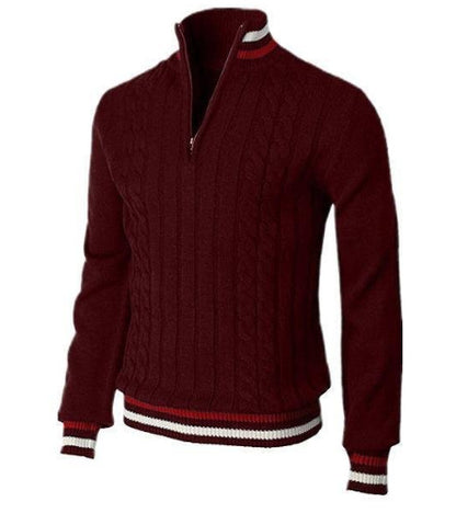 Spring and Autumn Color Blocked Knitted Shirt with High Neck - Florence Luxe