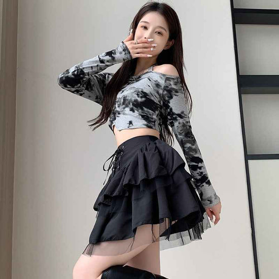 Niche Jk High Waist Mesh Skirt