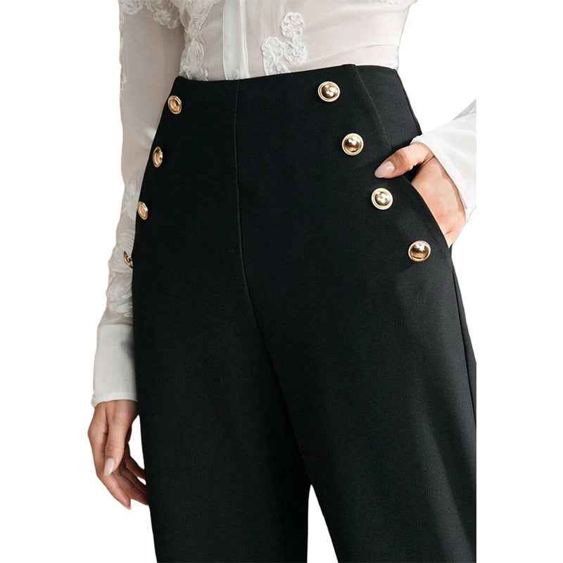 High Waist Flared Pants for Women - Air Slimming Draped Style