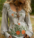 Grass Flower Embroidered Linen Shirt – Elegant & Eco-Friendly Style - Florence Luxe