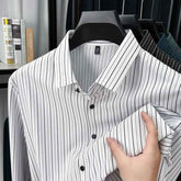 Spring And Autumn New Vertical Striped Shirt Men