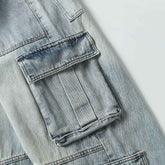 American Retro Pocket Jeans - Simple Washed and Worn Style