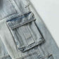 American Retro Pocket Jeans - Simple Washed and Worn Style
