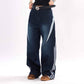 Irregular Striped Wide Leg Jeans For Men And Women