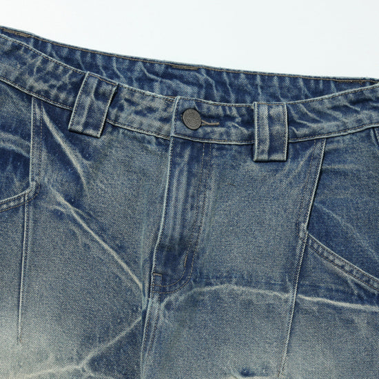 Lightning Texture Frayed Jeans - Washed Wide-Leg Style - Florence Luxe