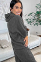 Medium Grey Fuzzy Hoodie Lounge Set with Drawstring Pants - 2pcs Set