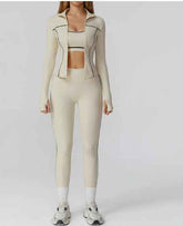 Zipper Slim Fit Yoga Suit - Three-Piece Health Sports Activewear