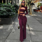 Long Sleeve Slim-Fit Jumpsuit for Women - Stylish Hollowed Out Flared Design