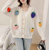 Handmade Embroidery Cardigan - High-End Korean Style Heavy Work Sweater