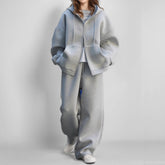 Korean Women Loose Sports Sweater Set with Zipper for Ultimate Comfort - Florence Luxe