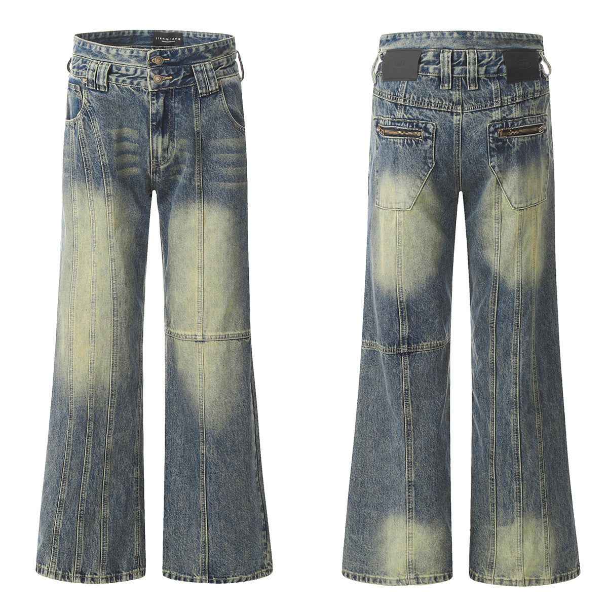 Retro Washed-Out Jeans with Deconstructed Stitching Design - Loose All-Match Style
