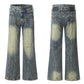 Retro Washed-Out Jeans with Deconstructed Stitching Design - Loose All-Match Style