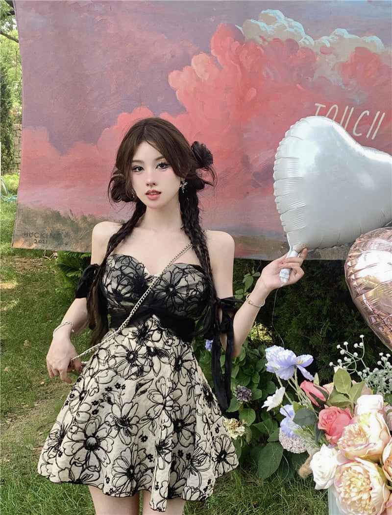 French Floral Suspender Dress - Fairy Summer Sweet Style