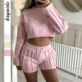 Casual Hoodie Shorts Suit for Women - Stylish Solid Color Outfit - Florence Luxe