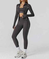 Zipper Slim Fit Yoga Suit - Three-Piece Health Sports Activewear