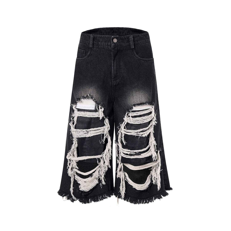 Cropped Ripped Patch Pants for a Trendy Look