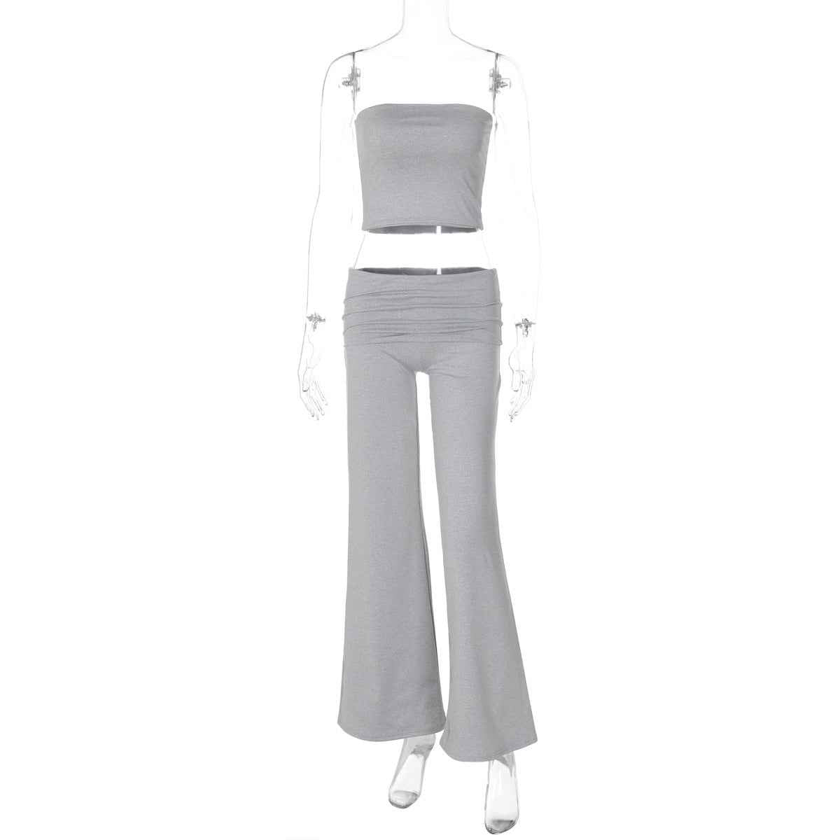 New Pure Color Flared Pants Tube-Top Fashion Slim Suit