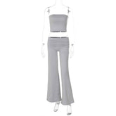New Pure Color Flared Pants Tube-Top Fashion Slim Suit