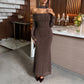 Female Solid Color Casual Elegant Strapless Mermaid Long Dress