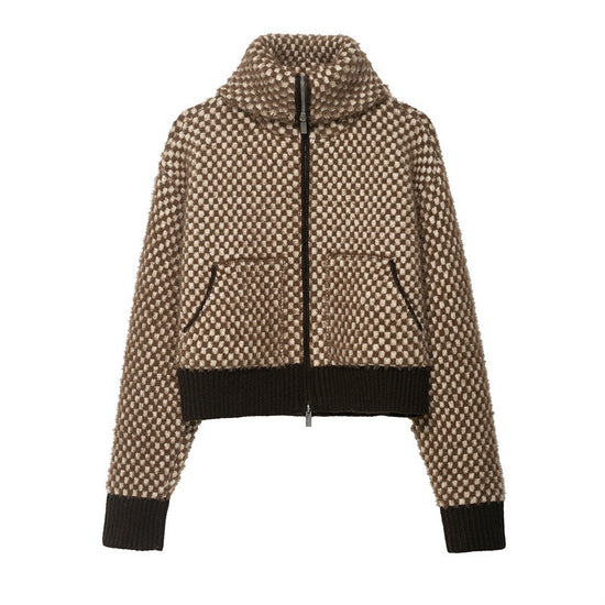 Loose Patchwork Knitting Coat For Women - Florence Luxe