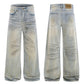 American Worn Jeans - Trendy Washed Old Lightning Crack Design