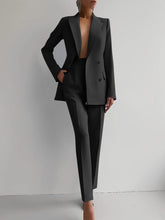 Casual Suits Fashion Long Sleeve Single-breasted Jacket Top And Slim Fit Trousers Women&