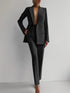 Casual Suits Fashion Long Sleeve Single-breasted Jacket Top And Slim Fit Trousers Women&