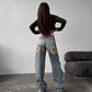 Retro Ripped High Waist Jeans with Mop Back Design - Embrace Vintage Style - Florence Luxe