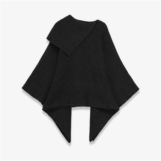 Female Wool Asymmetric Cape Coat for Autumn Style